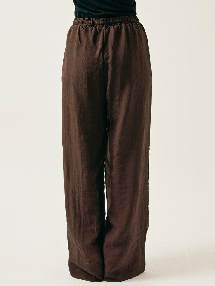 [予約]シャイニースラブシアーワイドパンツ/ブラウン