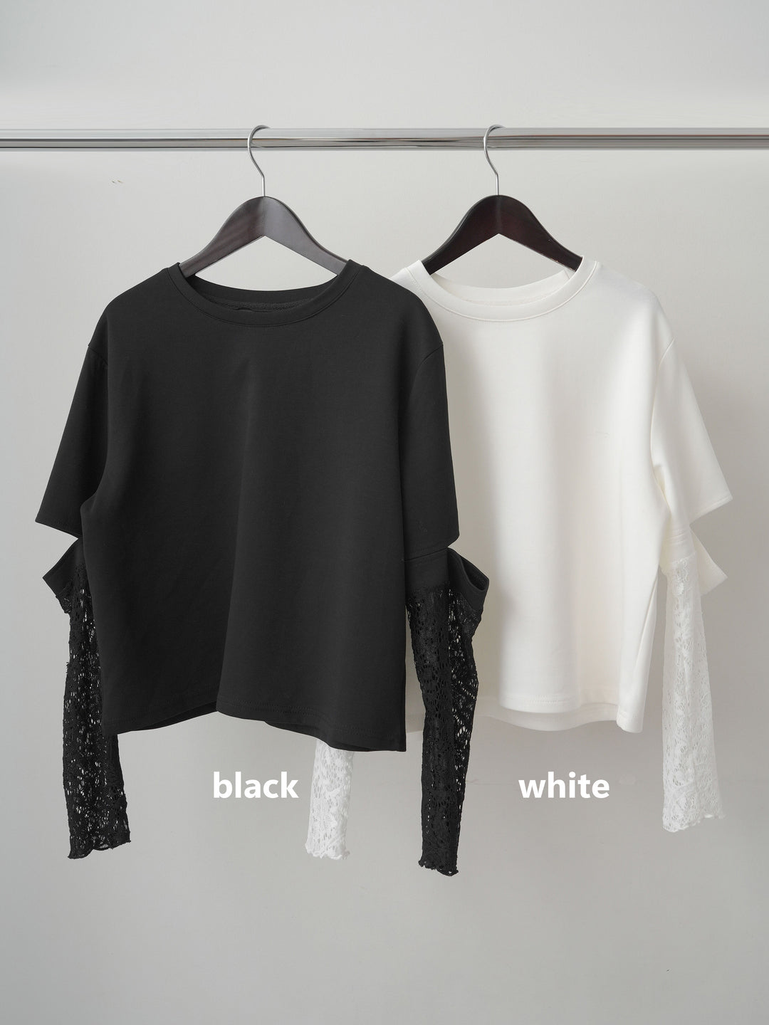 [SET]レーススリーブトップス+レザータッチフリンジスカート(2set)
