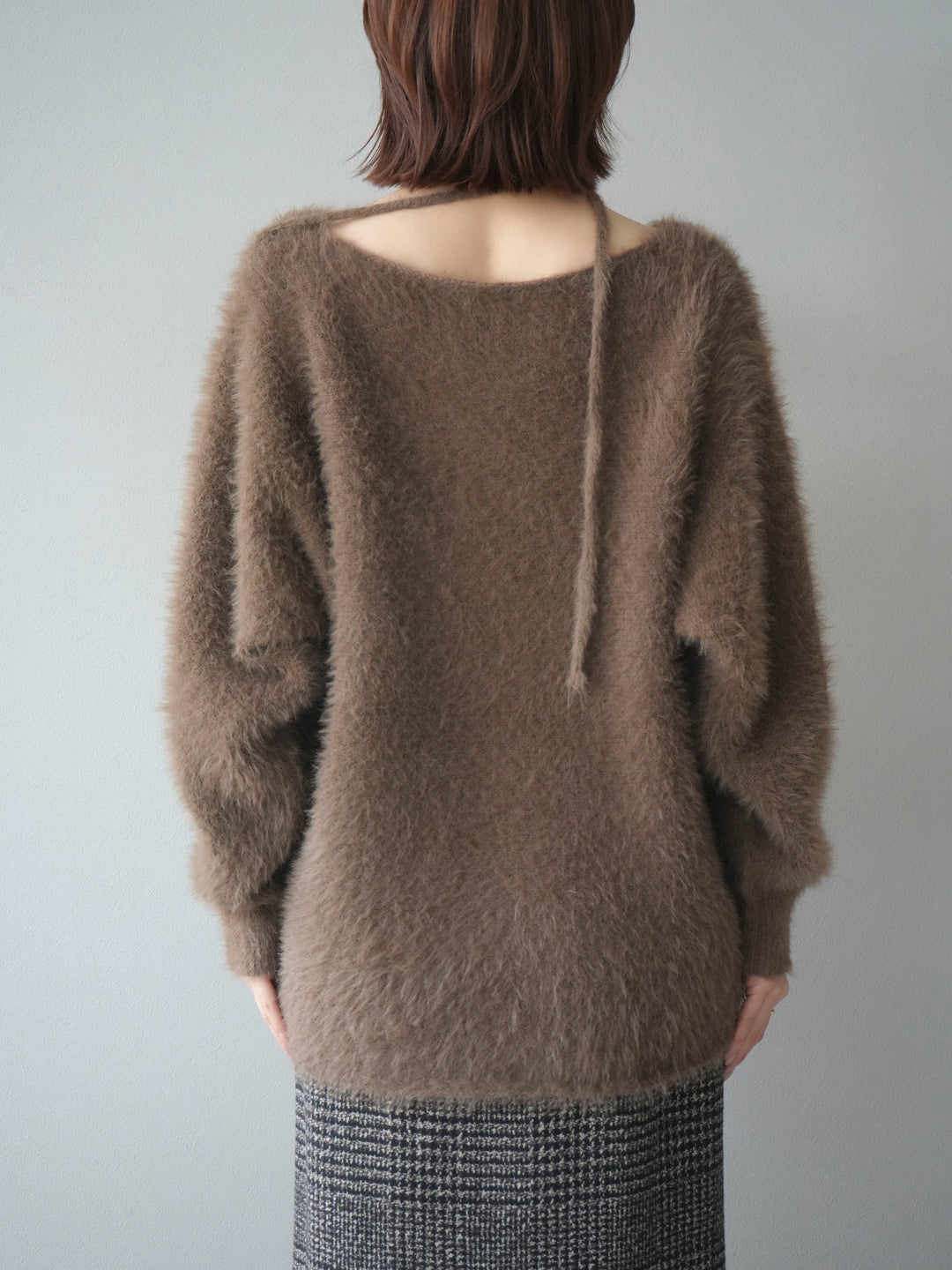 [予約]紐付きシャギーニットプルオーバー/camel