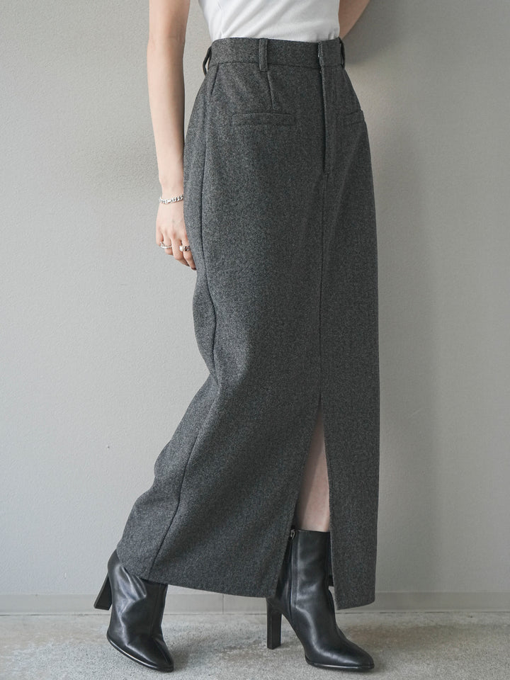 [予約]ウールタッチフロントスリットタイトスカート/gray