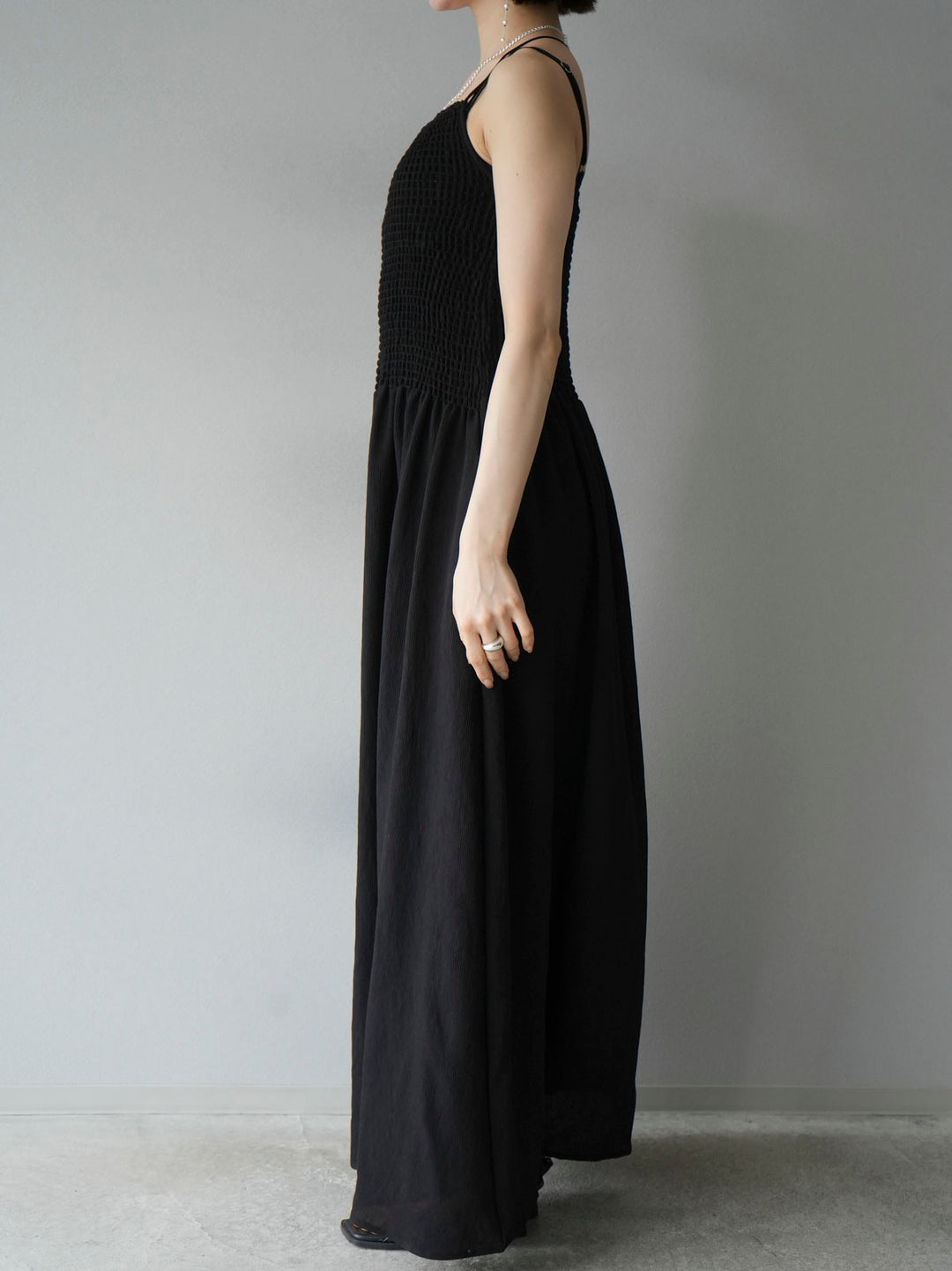 [Pre-order] Gathered Cami Dress/Black