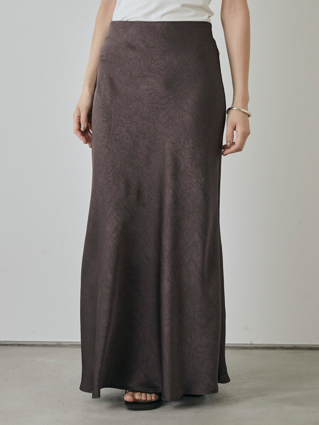 [予約]サテンワッシャーナロースカート/パープル