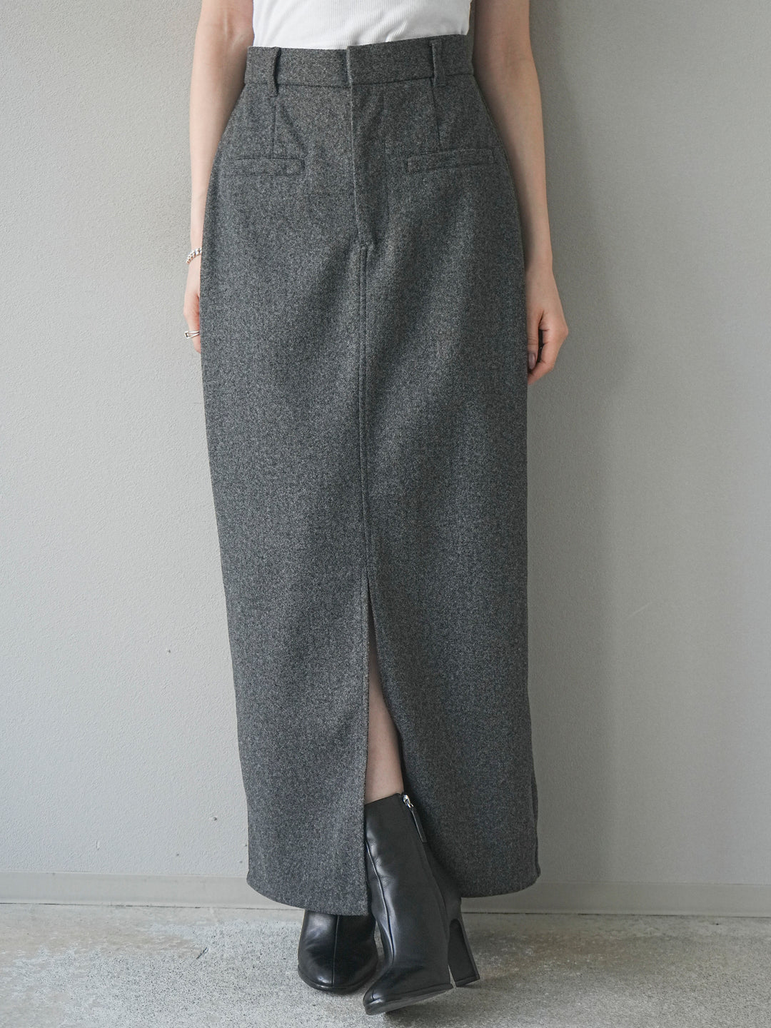 [予約]ウールタッチフロントスリットタイトスカート/gray