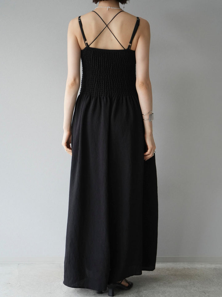 [Pre-order] Gathered Cami Dress/Black