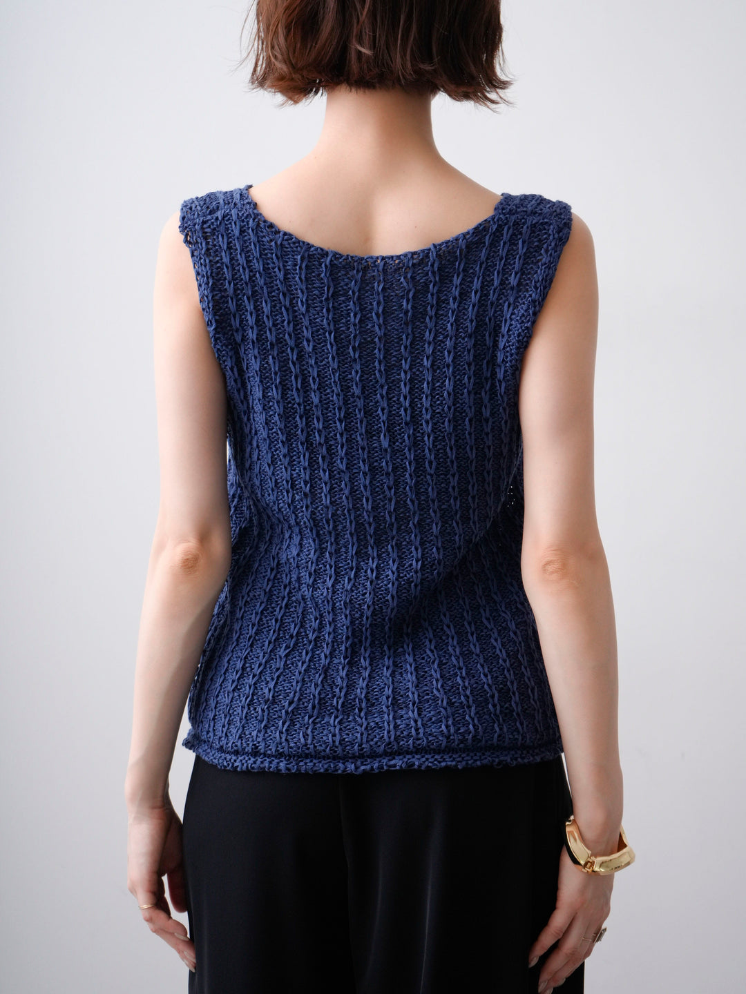 [予約]メランジケーブルニットタンクトップ/navy