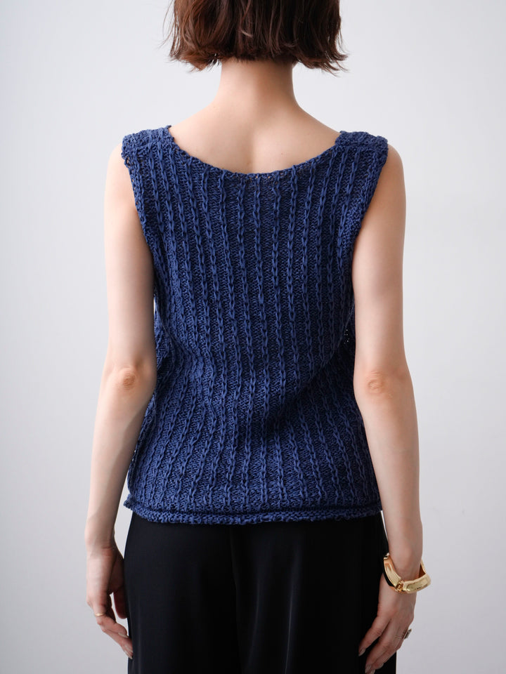 [予約]メランジケーブルニットタンクトップ/navy