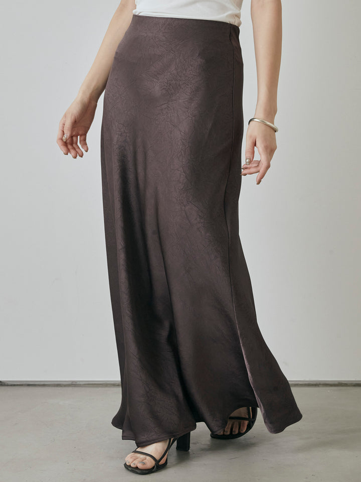 [予約]サテンワッシャーナロースカート/パープル
