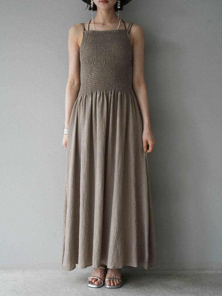 [Pre-order] Gathered Camisole Dress/Khaki