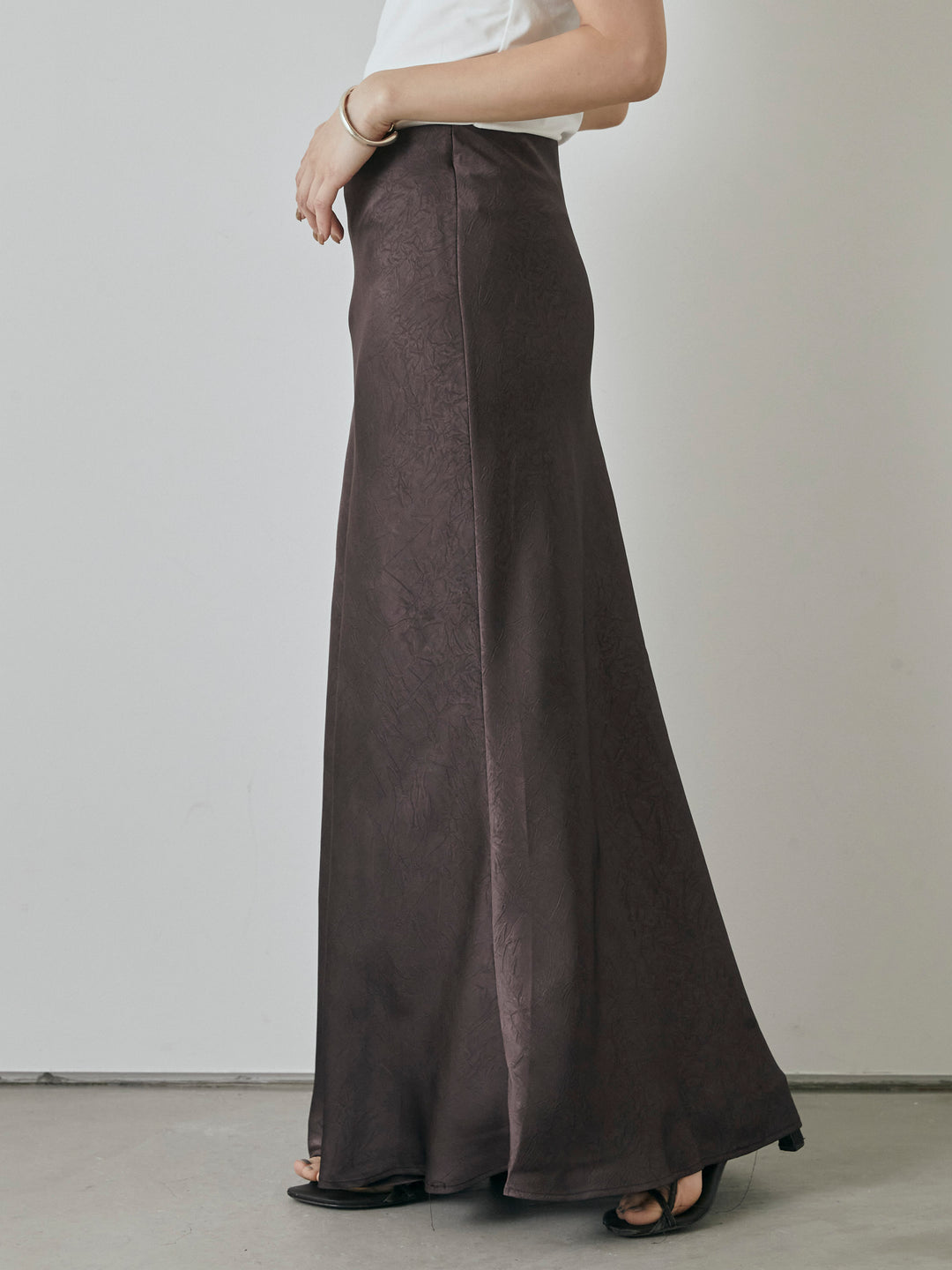 [予約]サテンワッシャーナロースカート/パープル