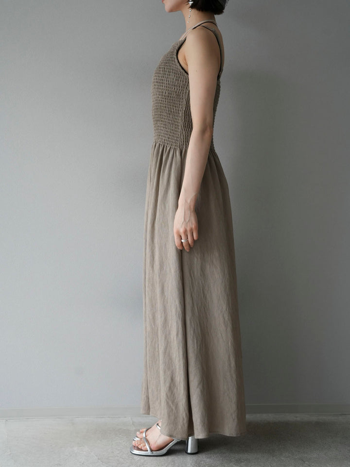 [Pre-order] Gathered Camisole Dress/Khaki