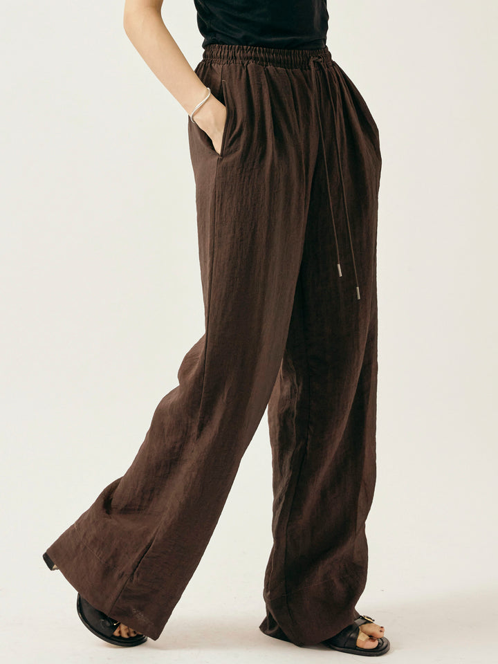 [予約]シャイニースラブシアーワイドパンツ/ブラウン
