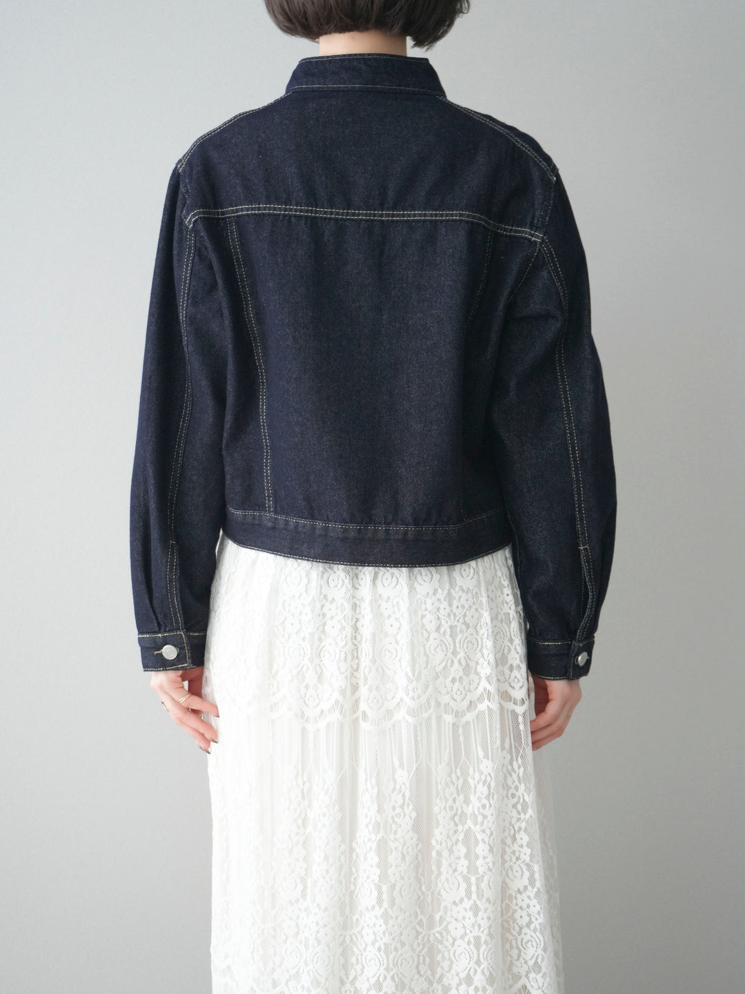 [予約]スタンドカラーコンパクトデニムジャケット/darkblue