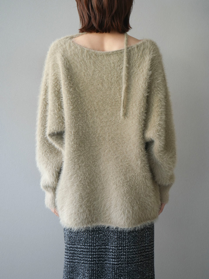 [予約]紐付きシャギーニットプルオーバー/beige