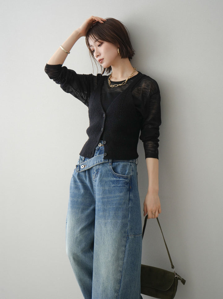 [予約]ビスチェアンサンブルシアーニット/black