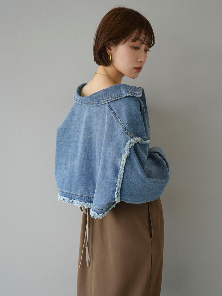 [SET] Bicolor layered design cami dress + 2WAY denim stand collar jacket (2set)