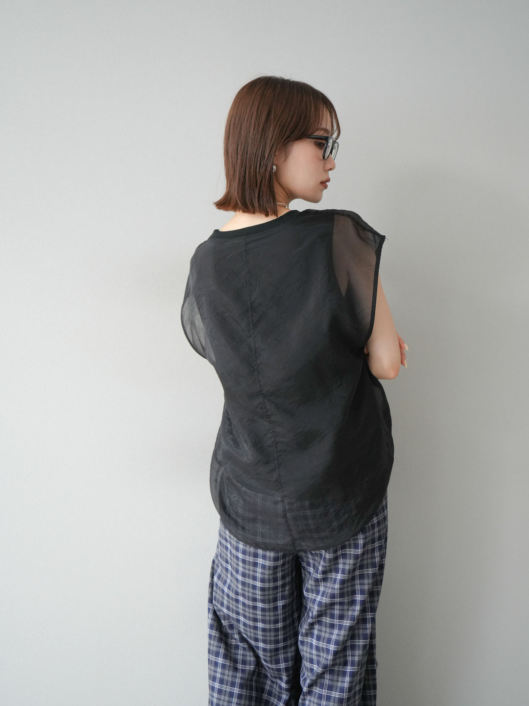 [予約]シアーレイヤードトップス/ブラック