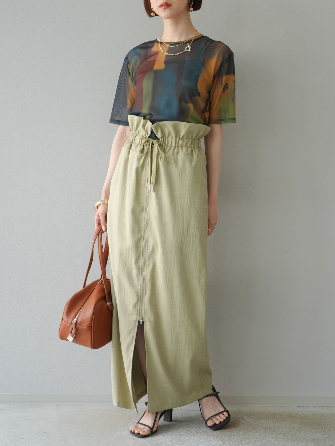 [套裝] 水彩藝術透視T卹 + Heather Ester 褶皺拉鍊裙 (2套)