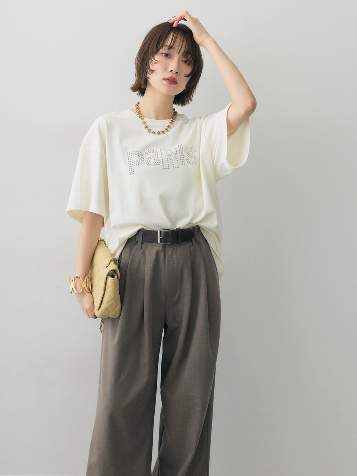 [予約]スタッズロゴTEE/ivory