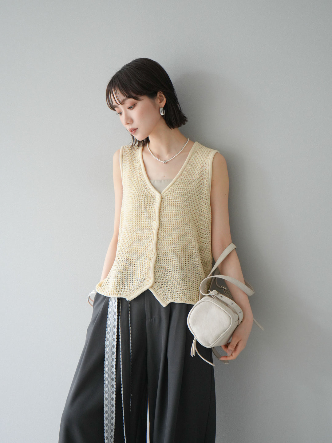 【預購】華夫格針織背心/黃色
