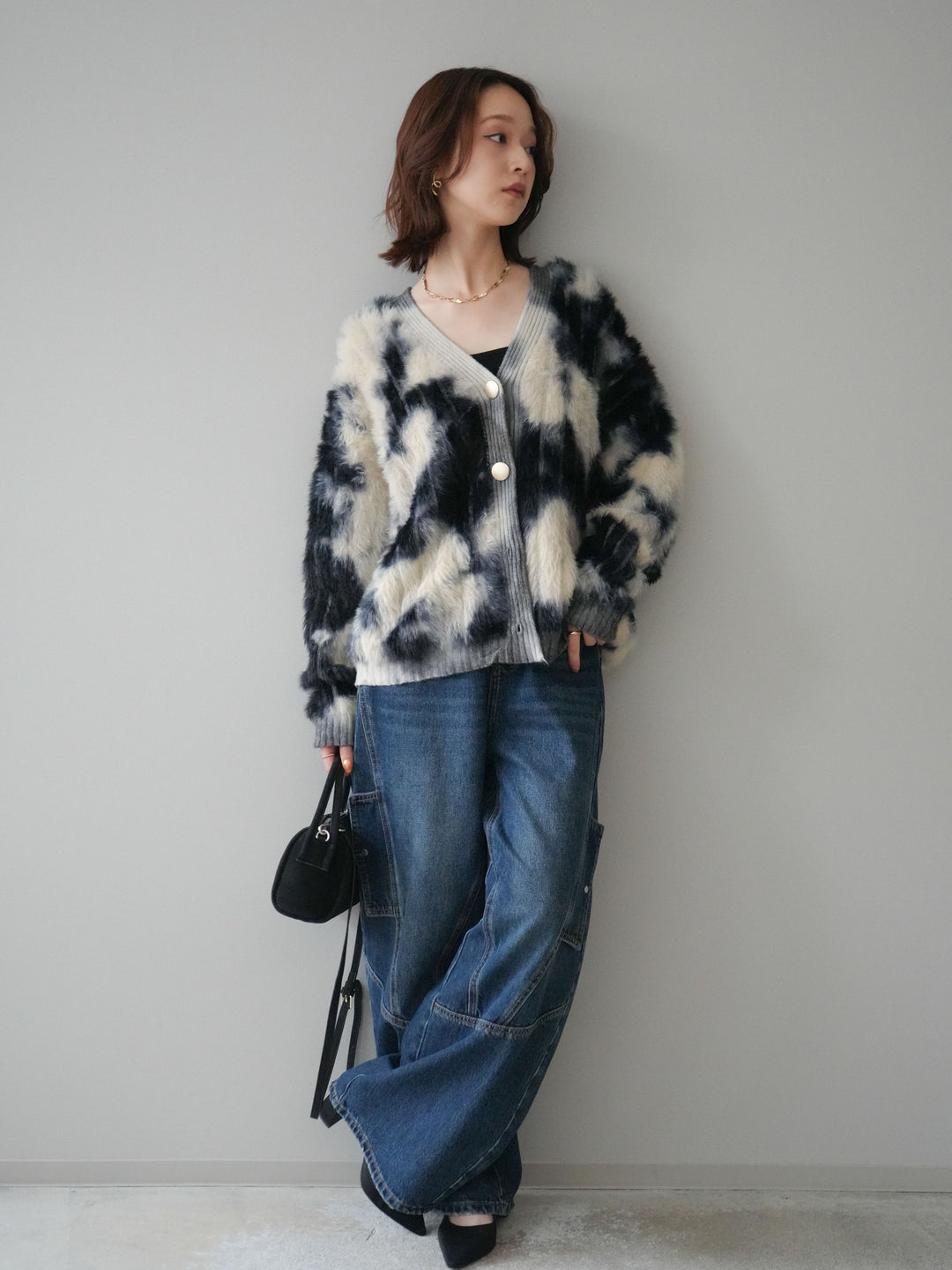 [予約]カーゴデザインコクーンデニムパンツ/navy