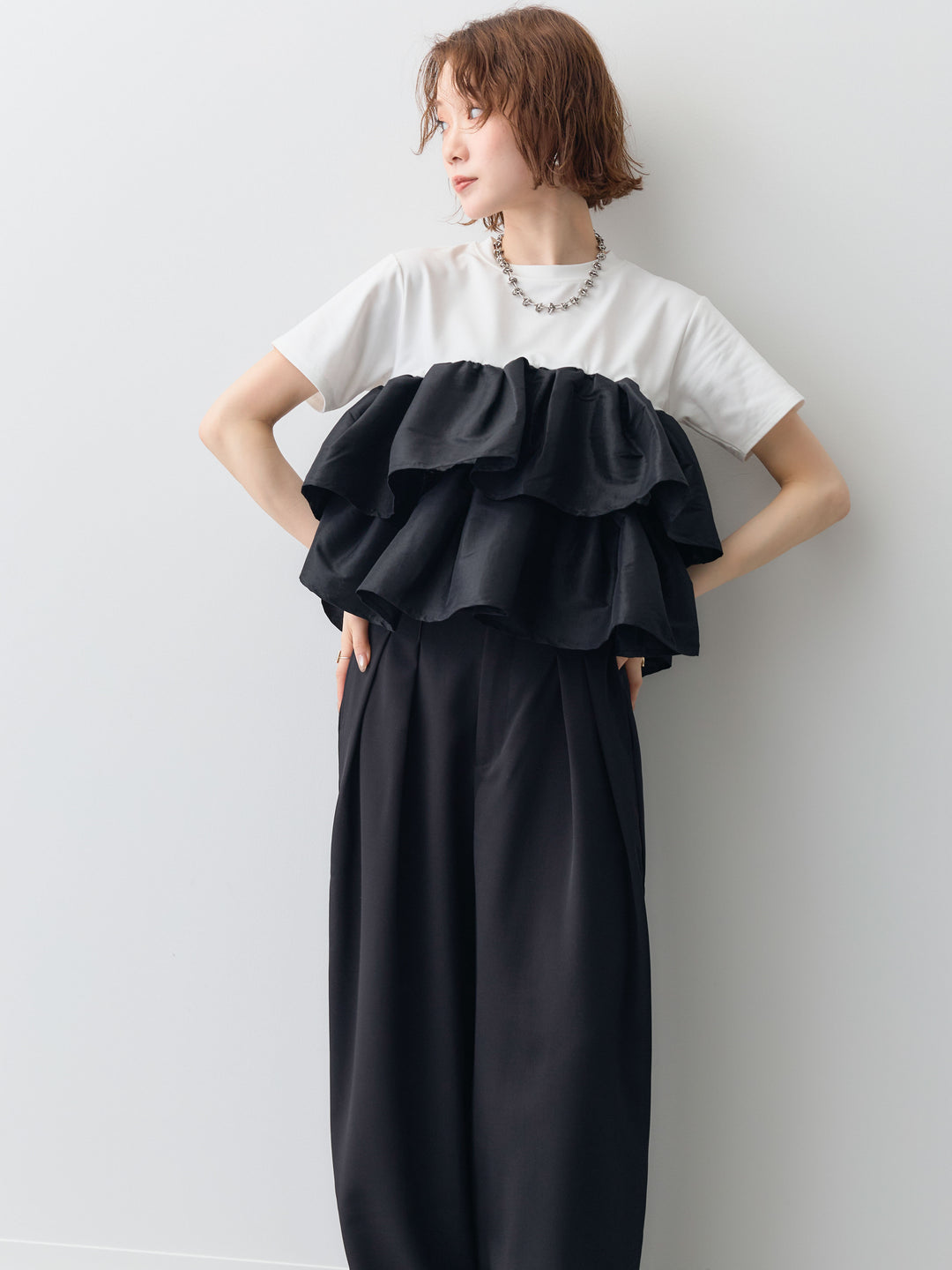 [SET]フリルティアードTEE+選べるアクセセット(2set)