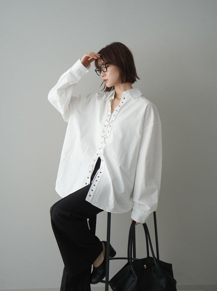 [SET]レースアップブロードシャツ+レースアップブロードシャツ(2set)