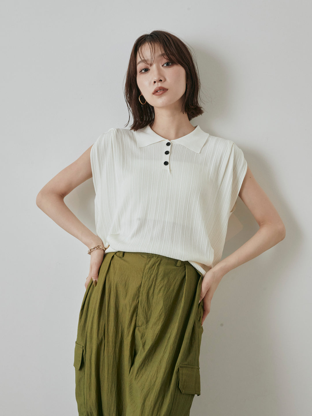 [予約]ランダムリブポロニットベスト/オフ