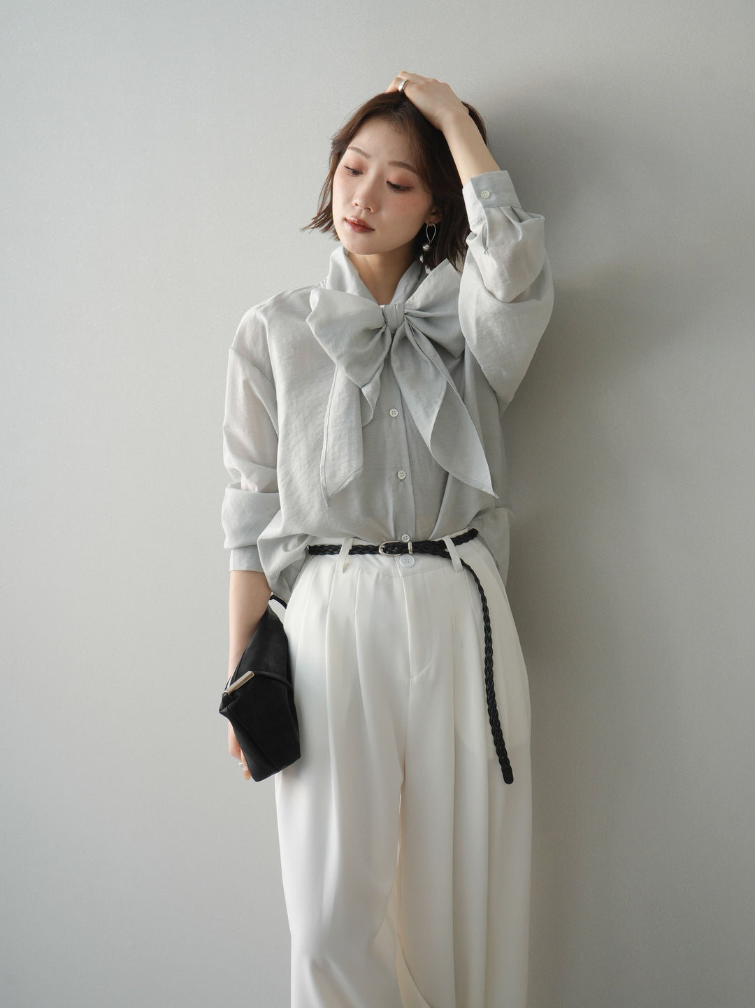 [SET]シアーボウタイブラウス+シアーボウタイブラウス(2set)