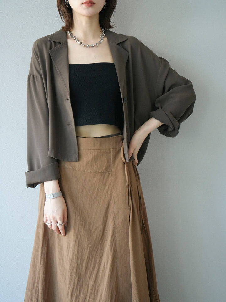 [予約]レーヨンライクショートジャケット/モカ