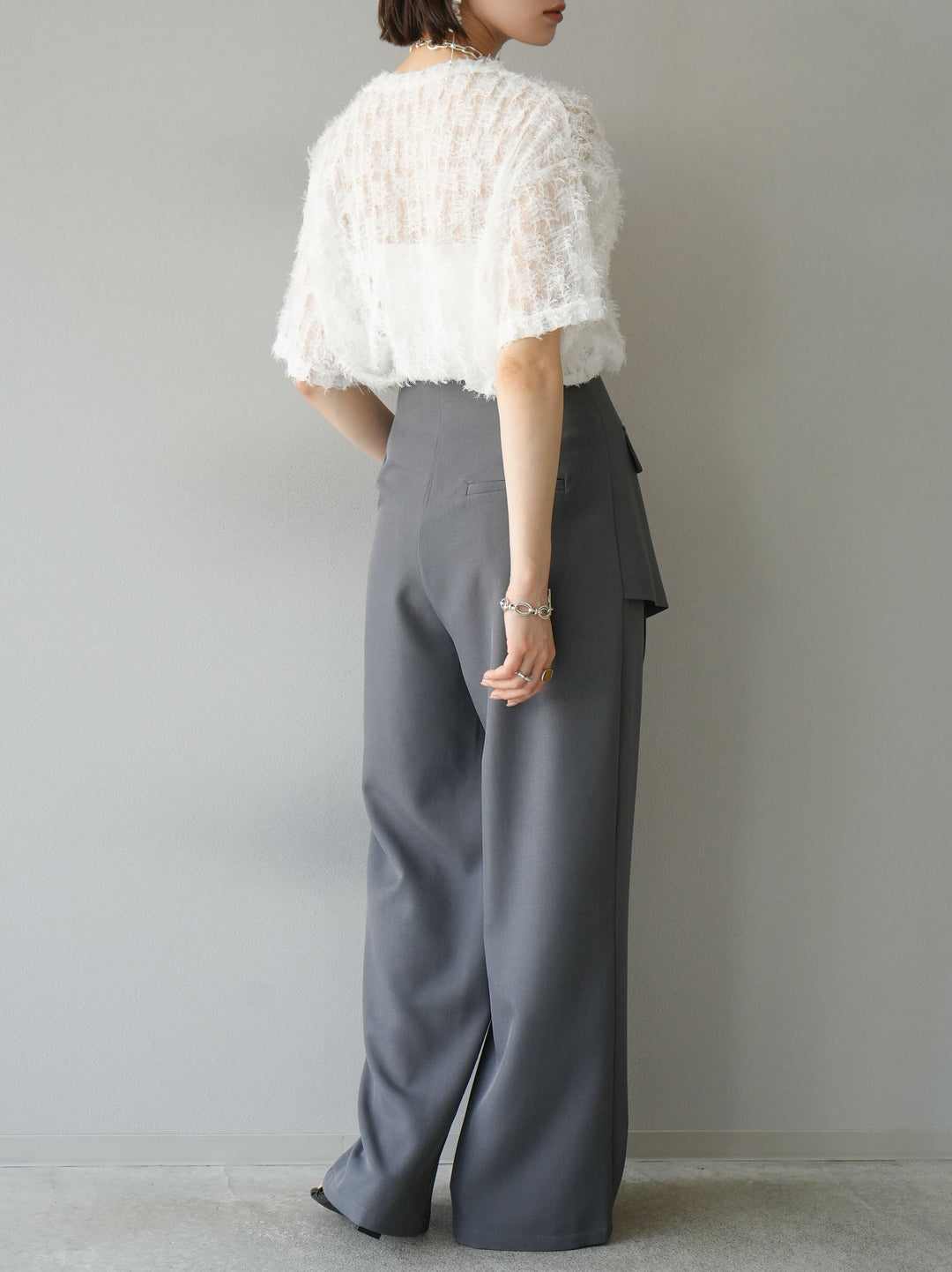 [Pre-order] Front flap slacks pants/gray