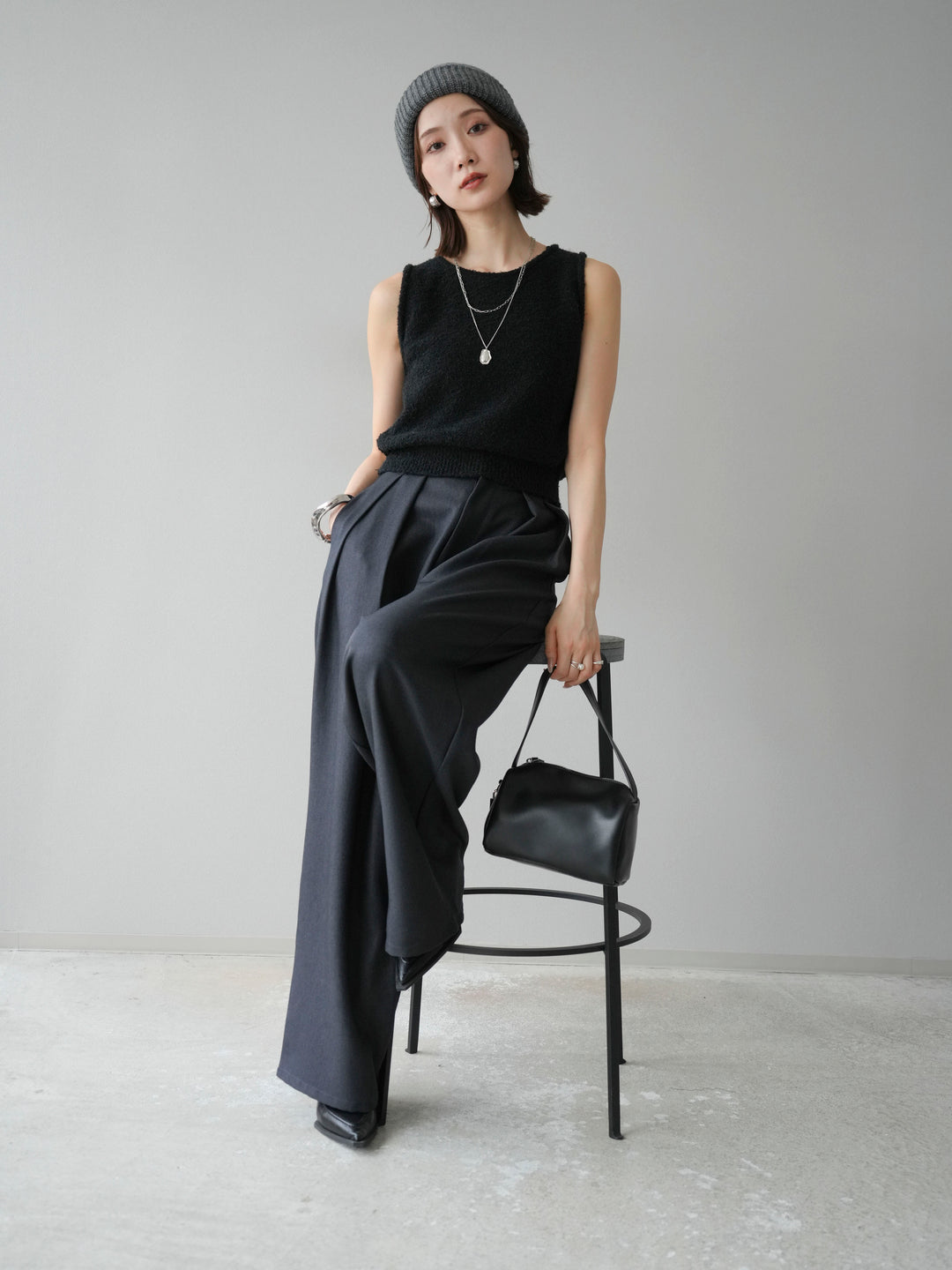 [予約]ブークレニットタンクトップ/ブラック