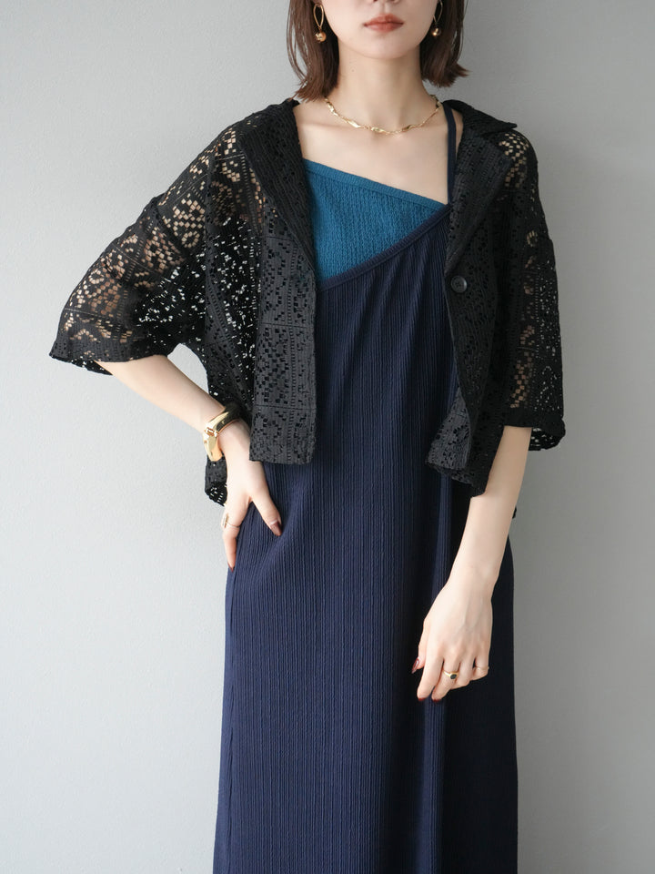 [予約]レースハーフショートジャケット/ブラック