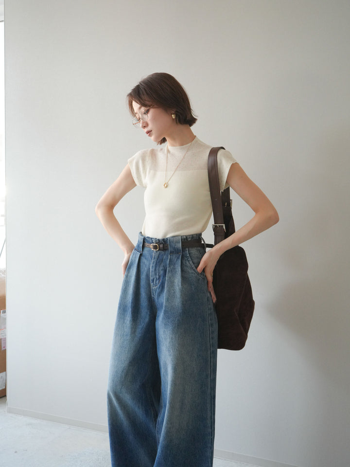 [SET]ビジューシアーフレンチニット+選べるアクセセット(2set)