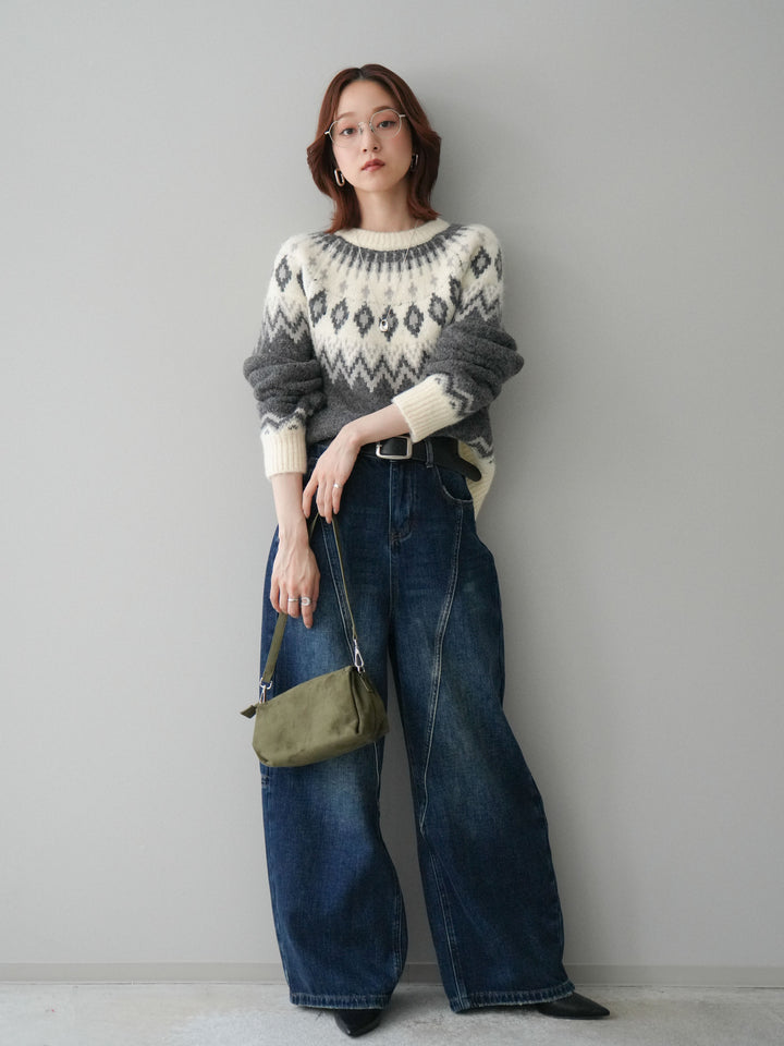 [予約]裏起毛加工デニムカーブパンツ/darkblue