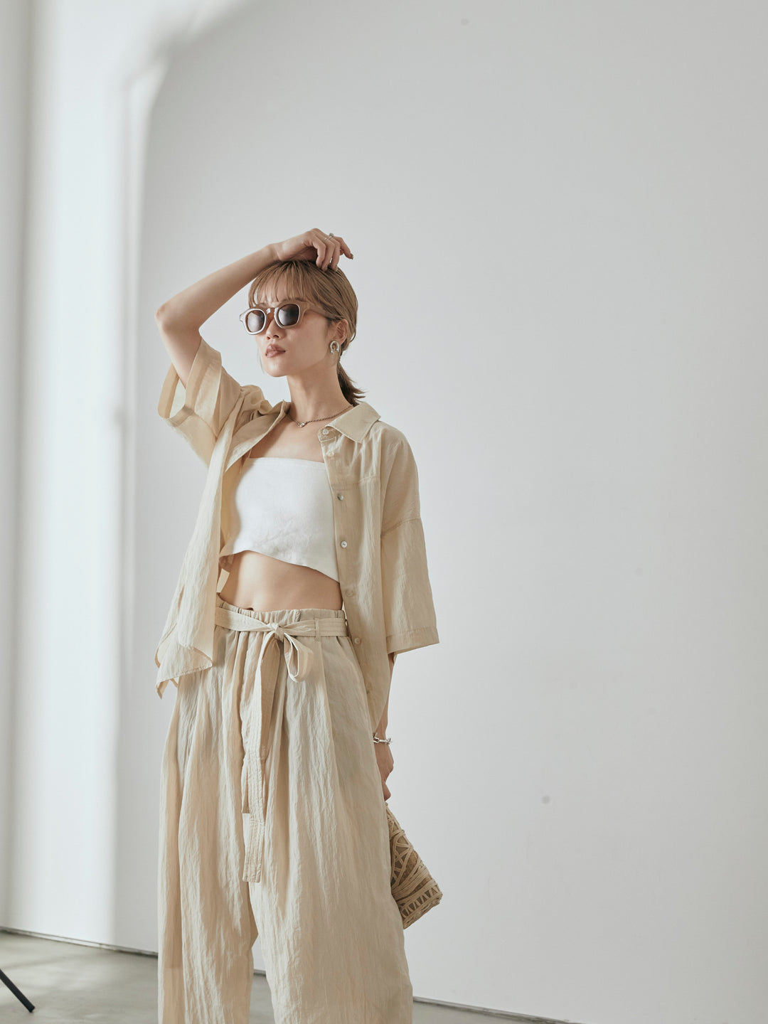 [予約]ナイロンワッシャーイージーパンツ/クリーム