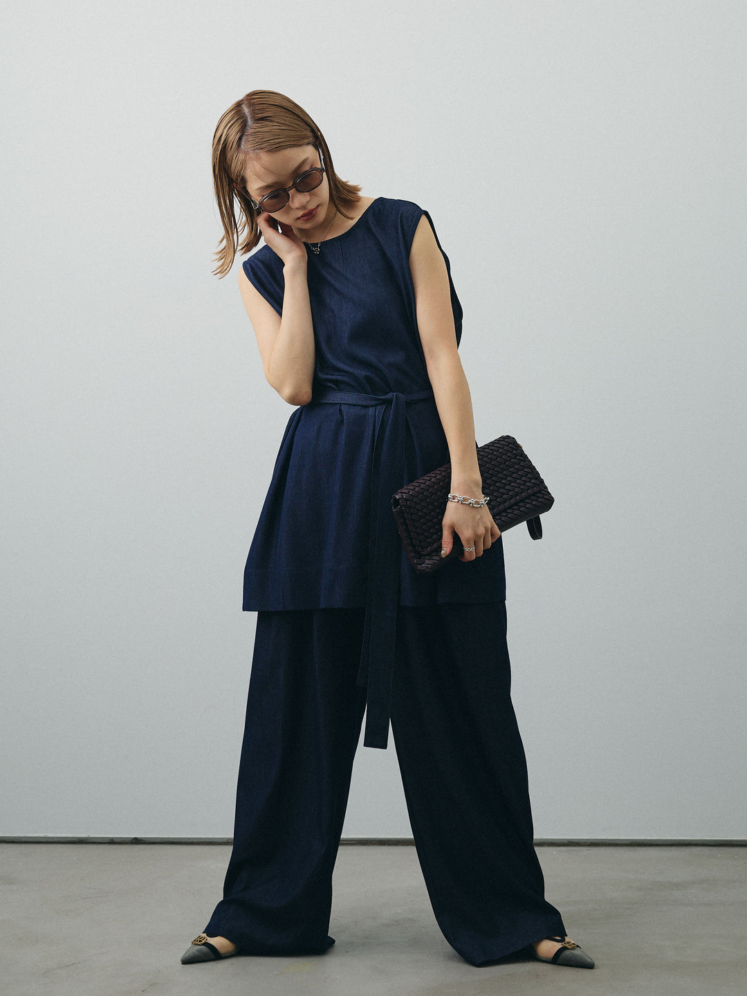 [SET]テンセルデニムノースリーブ＆ワイドパンツSET UP+テンセルデニムノースリーブ＆ワイドパンツSET UP(2set)