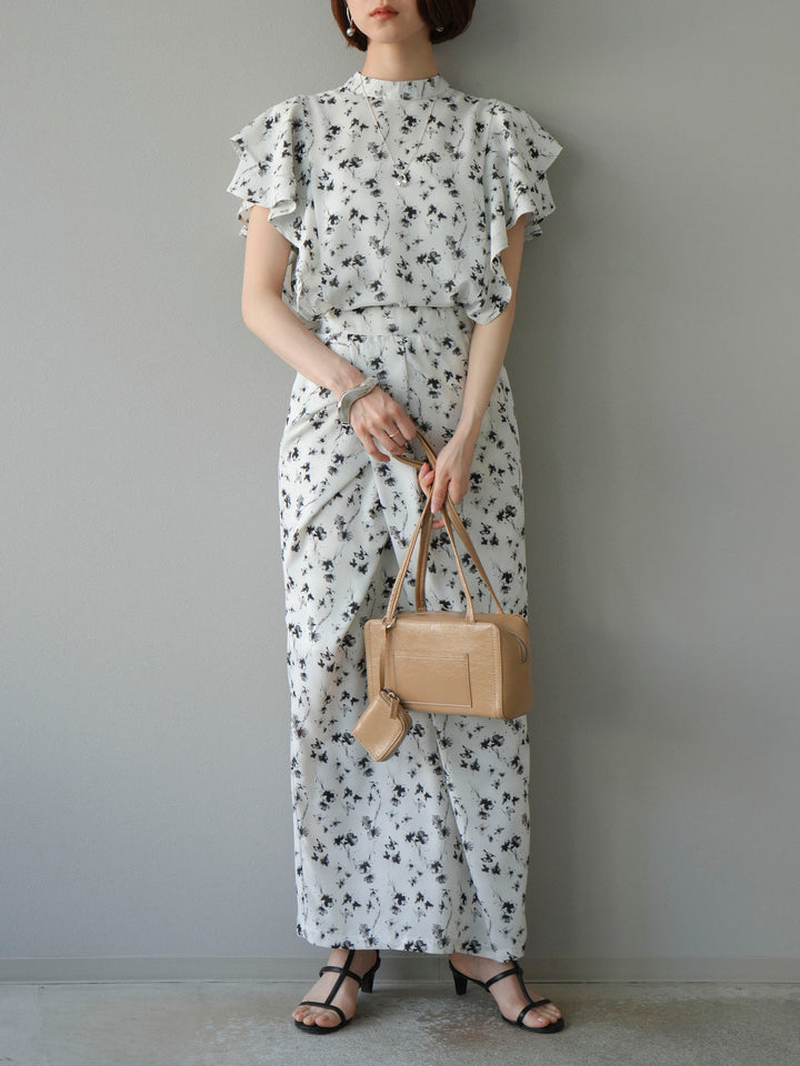 [予約]フラワーモチーフラッフルスリーブブラウス/ホワイト