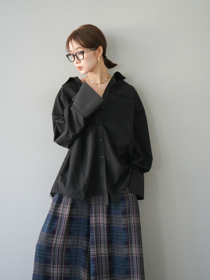 [予約]チュールドッキングブロードシャツ/ブラック