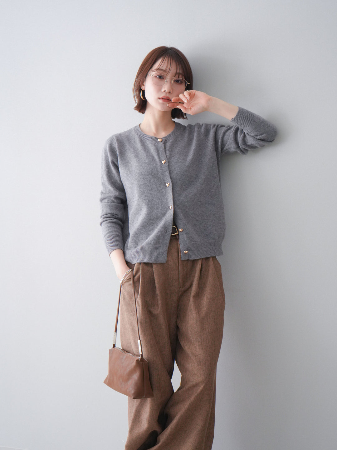 [SET]ハートボタンニットカーディガン+ハートボタンニットカーディガン(2set)