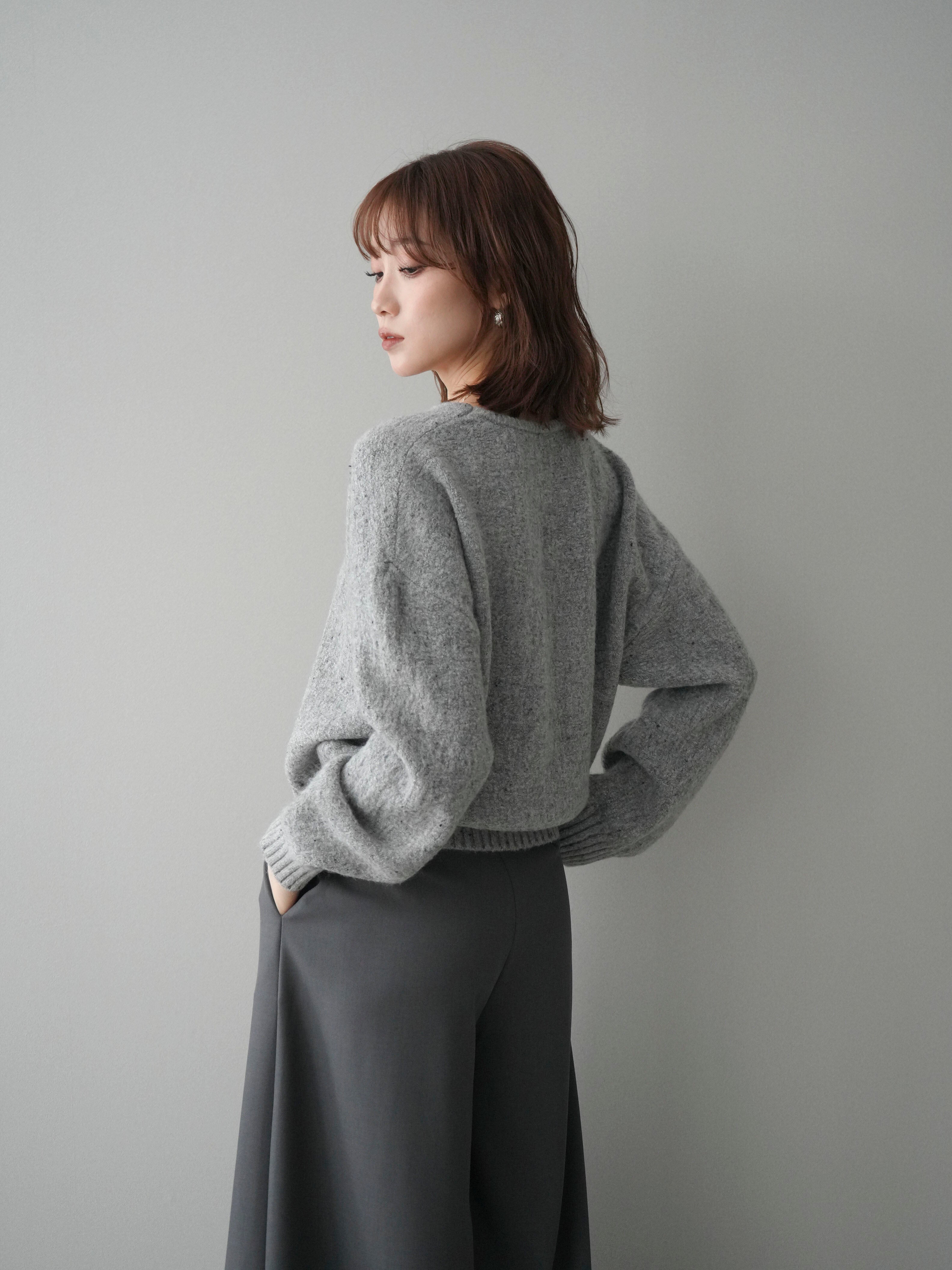 予約]ツイストネックラメネップヤーンニットプルオーバー/gray – Lumier