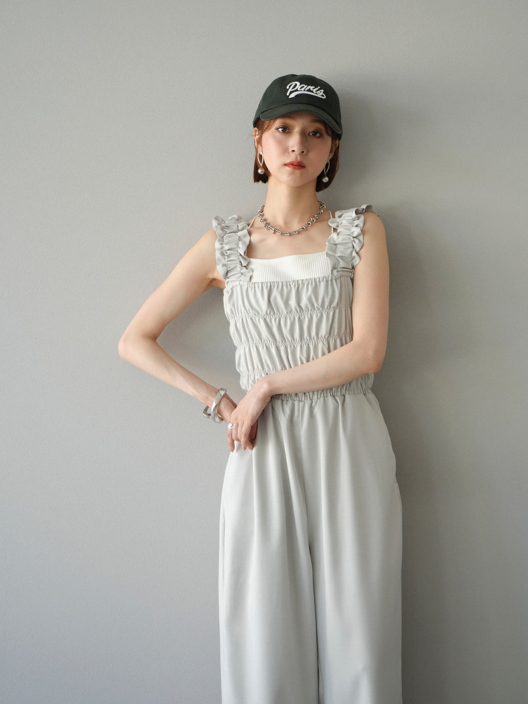 [予約]ヘザーエステルシャーリングサロペット/アイボリー