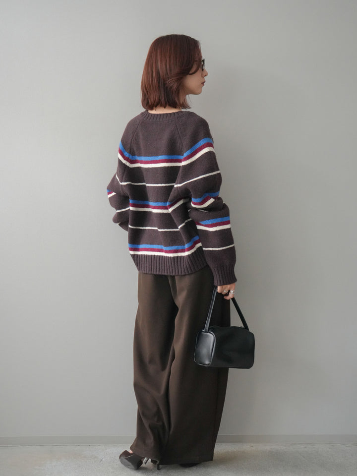 [予約]ベルト付裏起毛センターシームカーブパンツ/brown