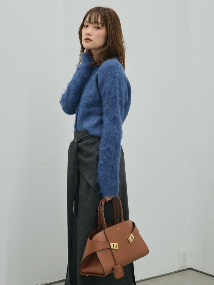 [予約]モヘアタッチクロップドニットプルオーバー/blue