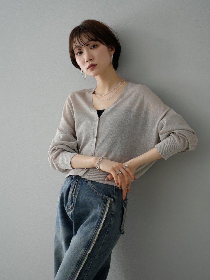 [SET] Lame sheer knit cardigan + lame sheer knit cardigan (2set)