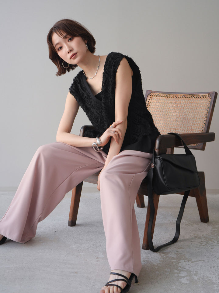 [SET]フリンジレイヤードVネックノースリーブ+フリンジレイヤードVネックノースリーブ(2set)