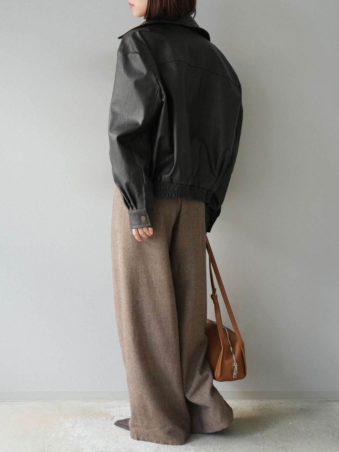 [予約]ツイードタッチタックワイドパンツ/ブラウン