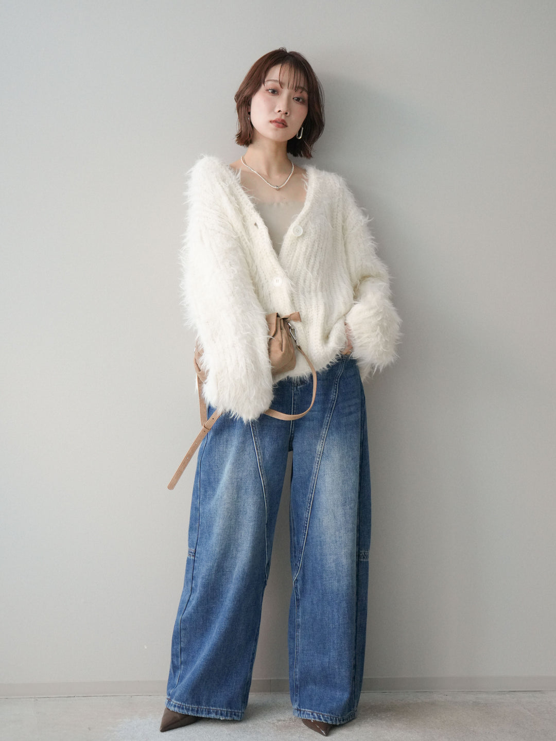 [予約]裏起毛加工デニムカーブパンツ/blue