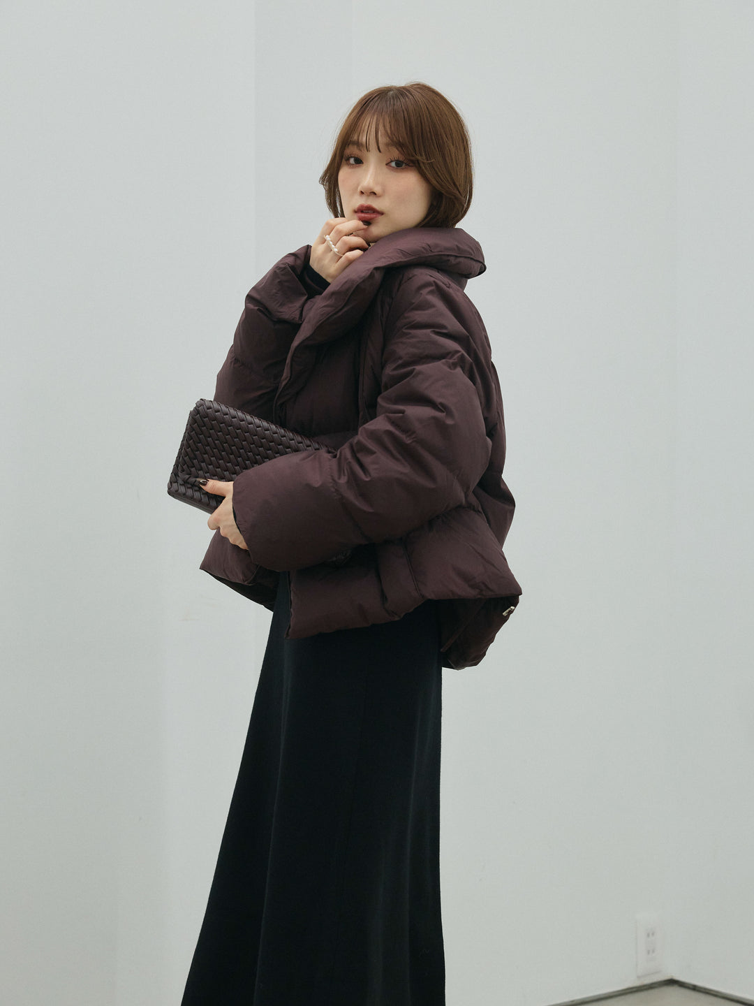 [予約]バックオープンニットワンピース/black