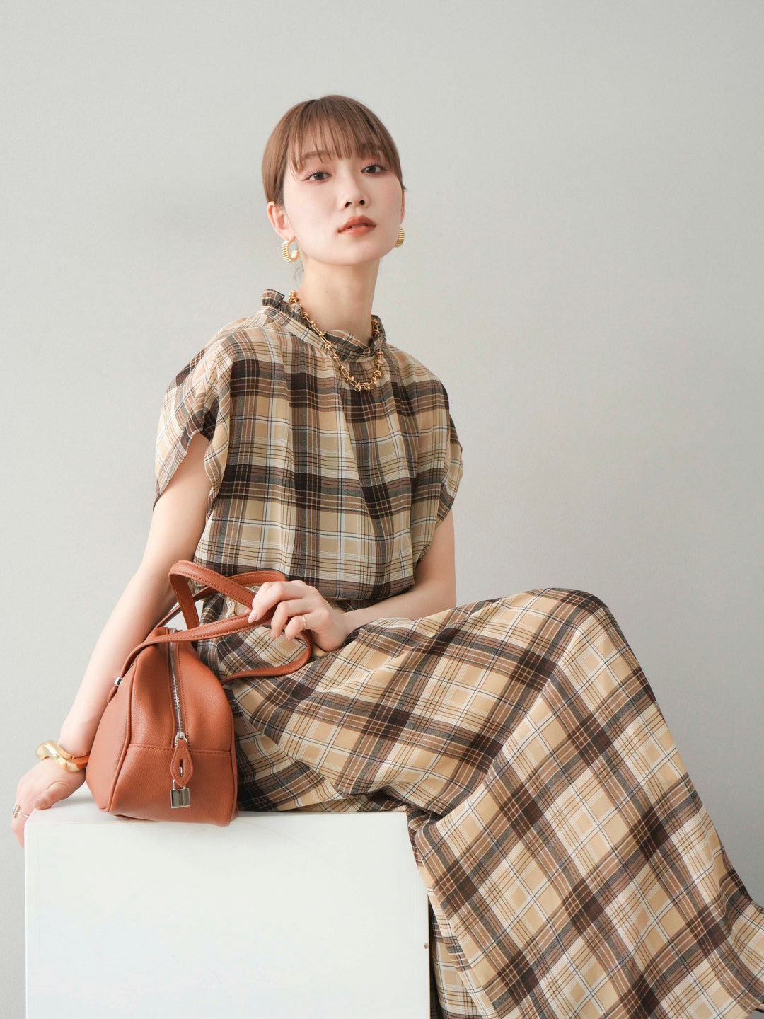 [予約]オーバルボストンバッグ/ブラウン