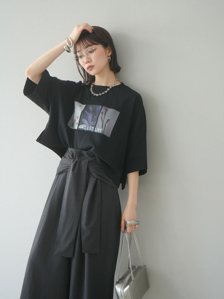 [預購] 光滑照片印花Logo變色短T卹/黑色